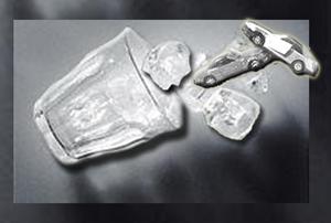 cars with ice falling out of glass